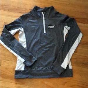 PINK gray quarter zip workout top